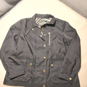 Lauren Ralph Vintage Womens Black Jacket XL Polyester Zebra Print Interior